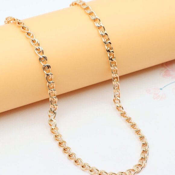 Bold Rose Gold Curb Chain Necklace Polished Statement Piece, XPNL0285 - Picture 6 of 12